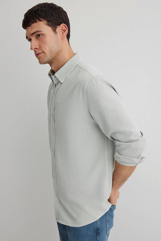 Erkek Uzun Kol Gömlek 0211482-70148 Gri 