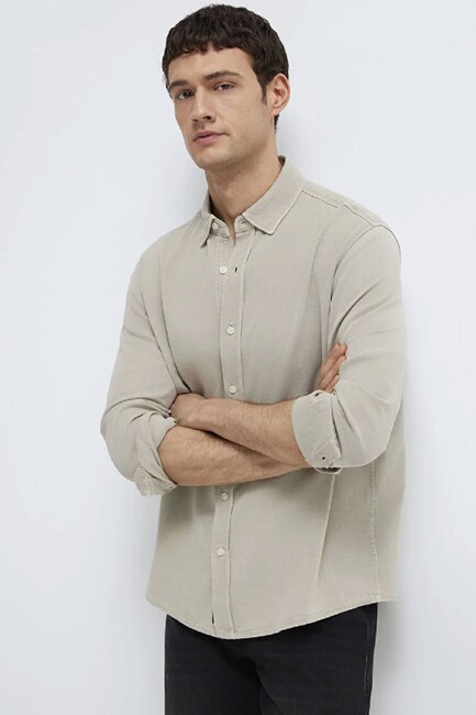 Erkek Uzun Kol Gömlek 0211482-70333 Bej (1)