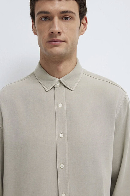 Erkek Uzun Kol Gömlek 0211482-70333 Bej - Thumbnail