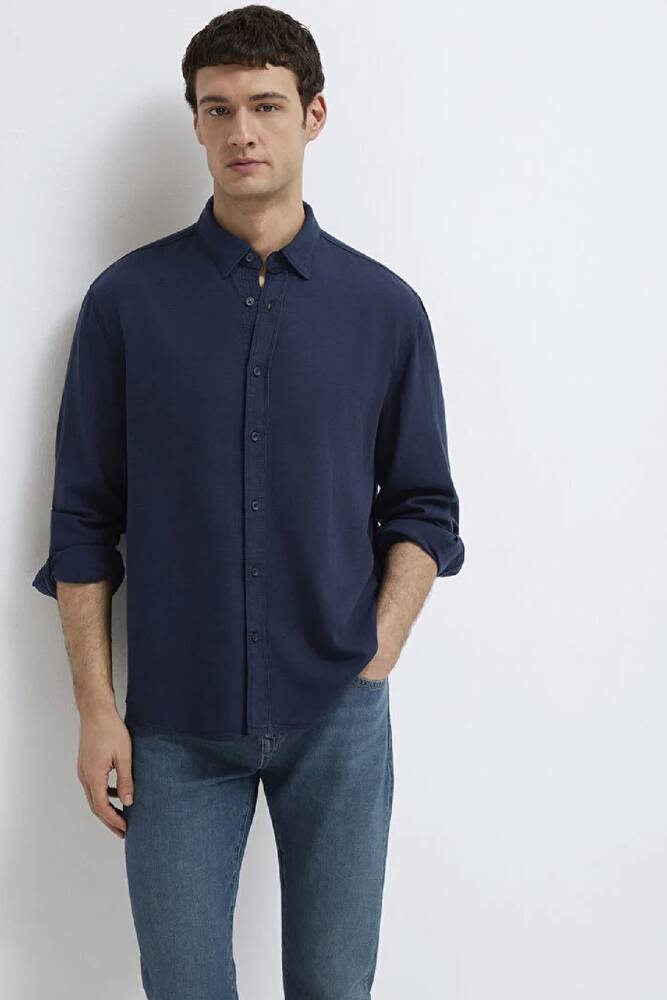 Erkek Uzun Kol Gömlek 0211482-70490 Lacivert 