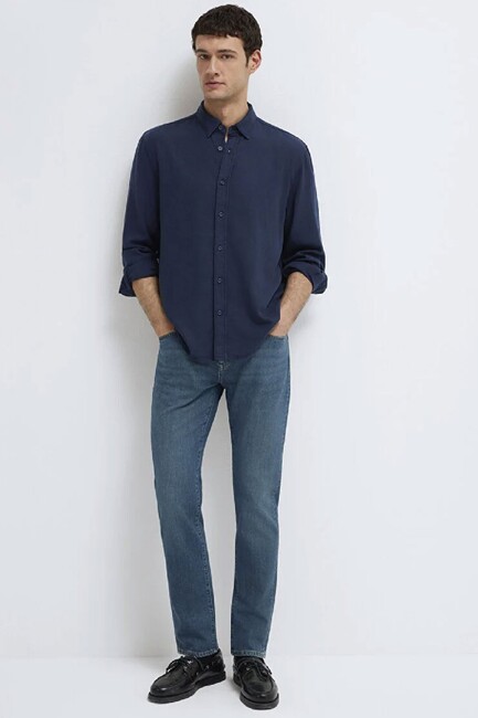 Erkek Uzun Kol Gömlek 0211482-70490 Lacivert (2)
