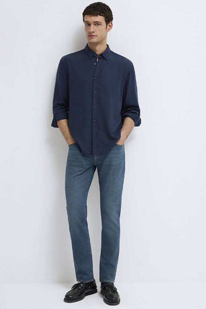 Erkek Uzun Kol Gömlek 0211482-70490 Lacivert 