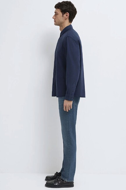 Erkek Uzun Kol Gömlek 0211482-70490 Lacivert - Thumbnail