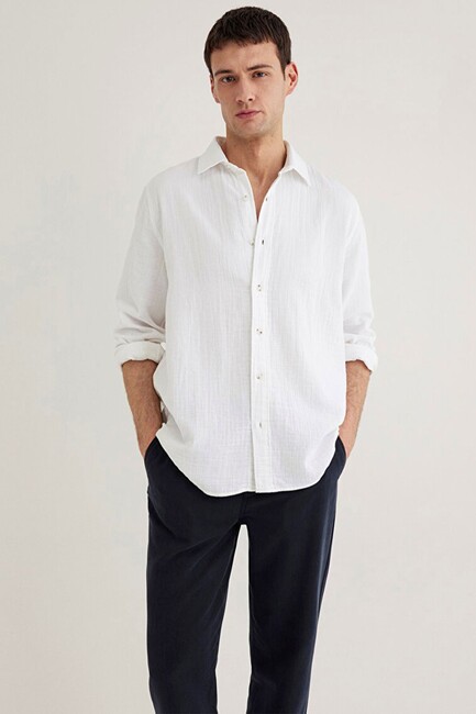 Erkek Uzun Kol Gömlek 0211518-620 Beyaz (1)