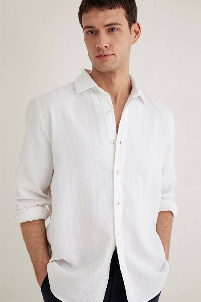 Erkek Uzun Kol Gömlek 0211518-620 Beyaz 