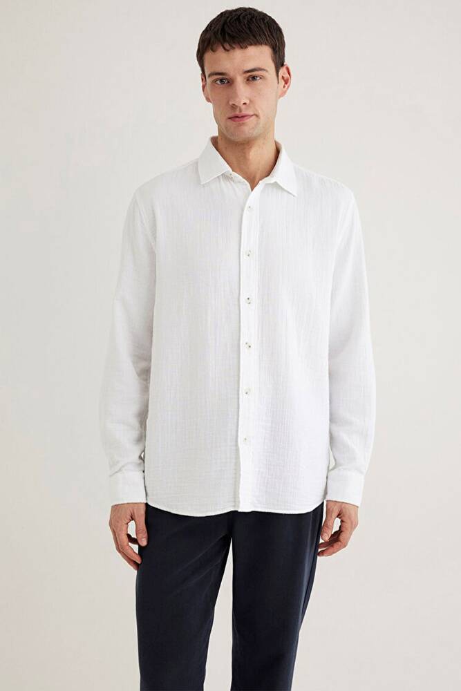 Erkek Uzun Kol Gömlek 0211518-620 Beyaz 