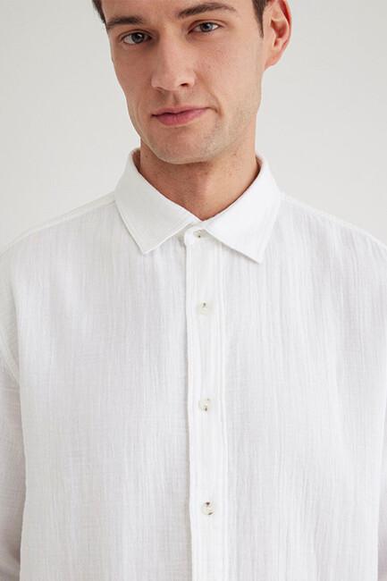 Erkek Uzun Kol Gömlek 0211518-620 Beyaz - Thumbnail