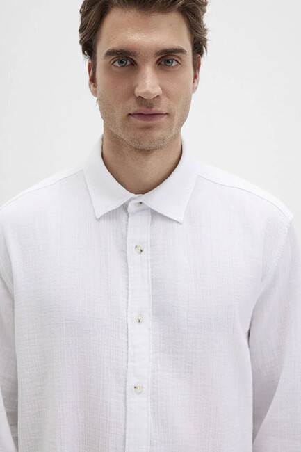 Erkek Uzun Kol Gömlek 0211518-620 Beyaz (1)