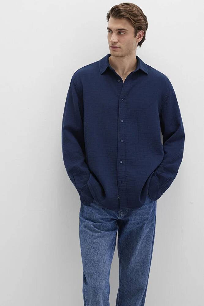 Erkek Uzun Kol Gömlek 0211518-80872 Lacivert 