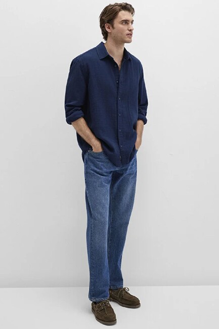 Erkek Uzun Kol Gömlek 0211518-80872 Lacivert (2)