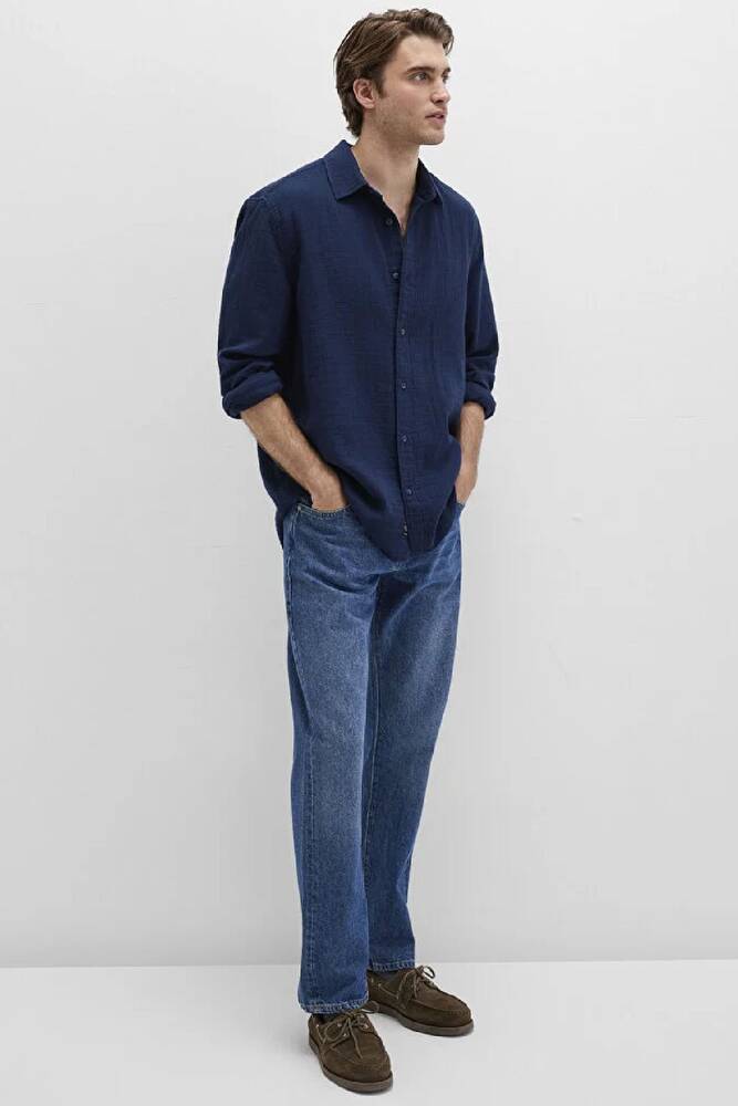 Erkek Uzun Kol Gömlek 0211518-80872 Lacivert 