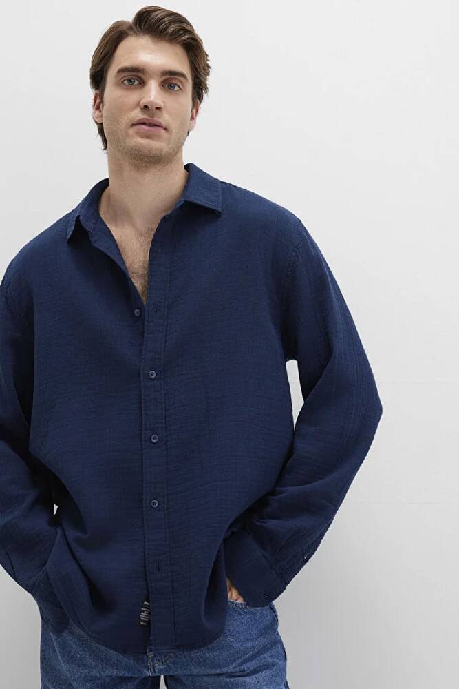 Erkek Uzun Kol Gömlek 0211518-80872 Lacivert 