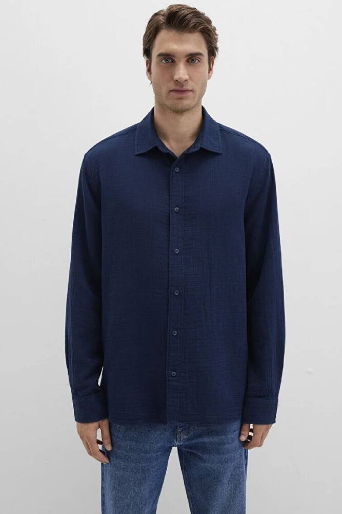 Erkek Uzun Kol Gömlek 0211518-80872 Lacivert 