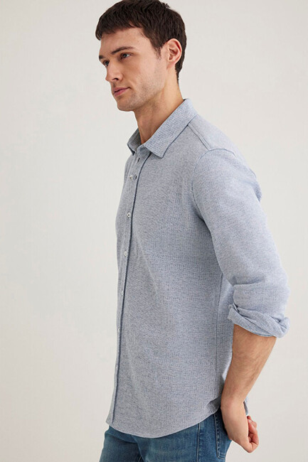 Erkek Uzun Kol Gömlek 0211524-70764 Mavi (2)