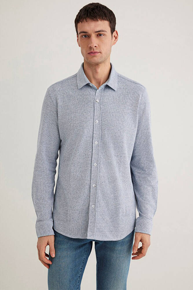 Erkek Uzun Kol Gömlek 0211524-70764 Mavi 