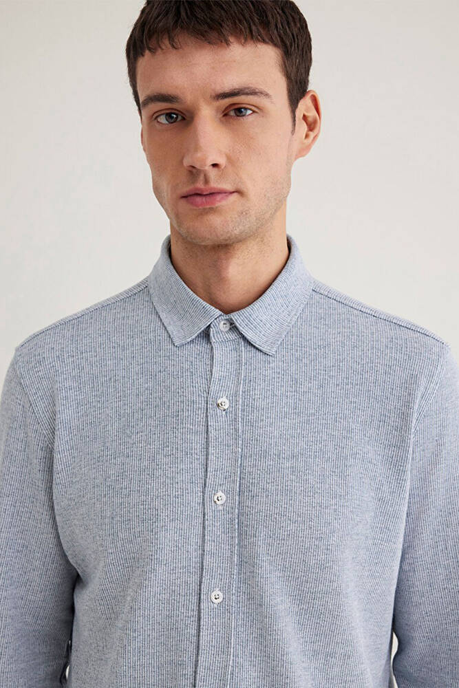Erkek Uzun Kol Gömlek 0211524-70764 Mavi 