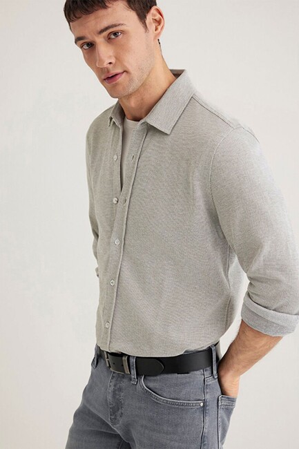 Erkek Uzun Kol Gömlek 0211524-86961 Gri (1)