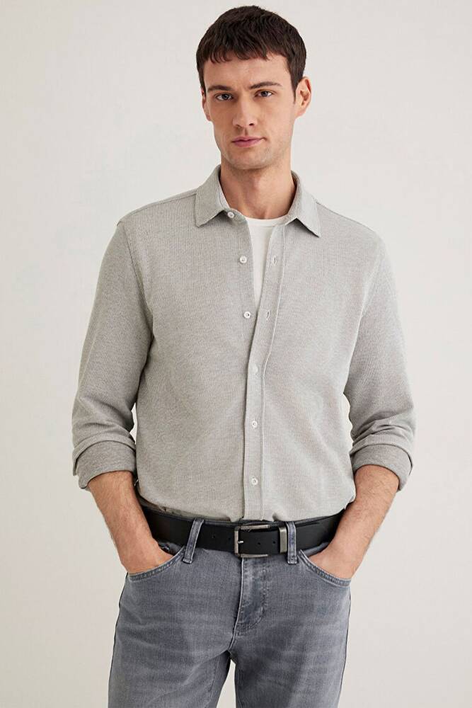 Erkek Uzun Kol Gömlek 0211524-86961 Gri 