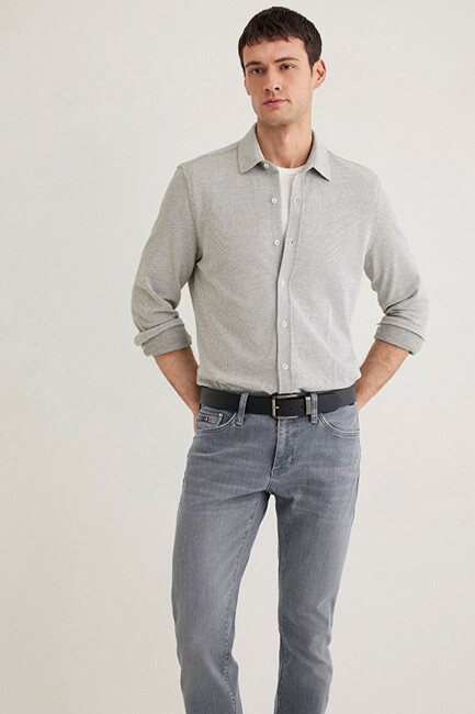 Erkek Uzun Kol Gömlek 0211524-86961 Gri (3)