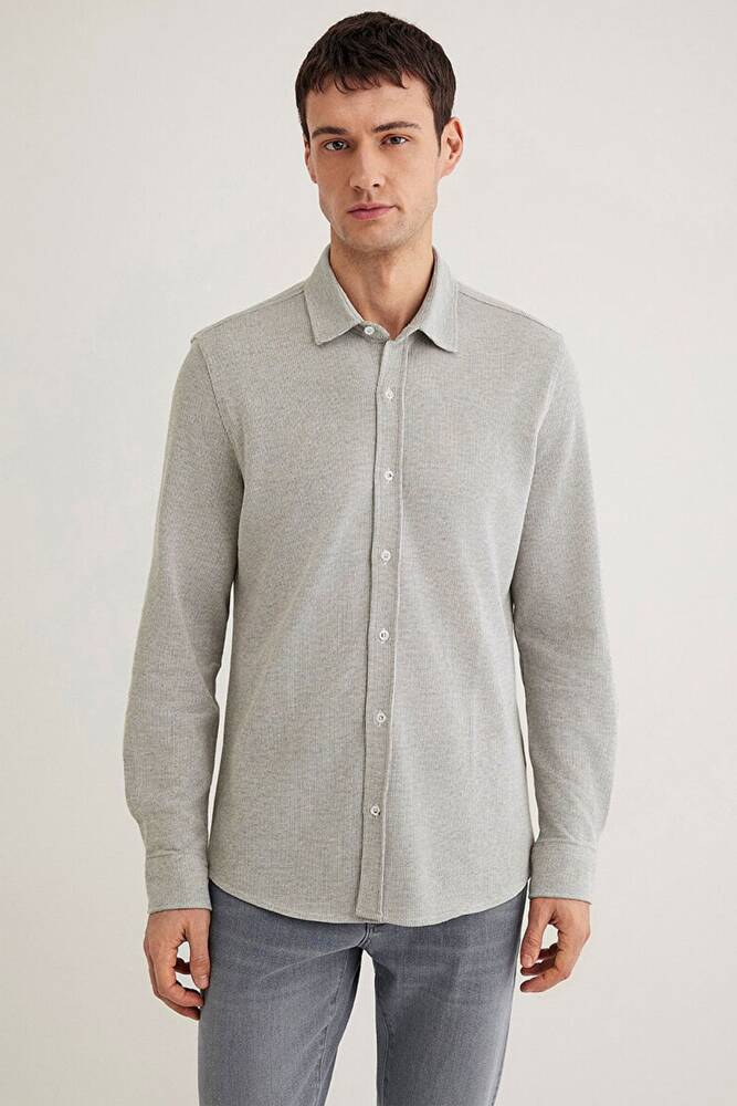 Erkek Uzun Kol Gömlek 0211524-86961 Gri 