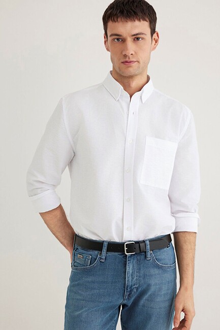 Erkek Uzun Kol Gömlek 0211527-620 Beyaz (1)