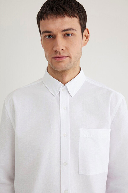Erkek Uzun Kol Gömlek 0211527-620 Beyaz - Thumbnail