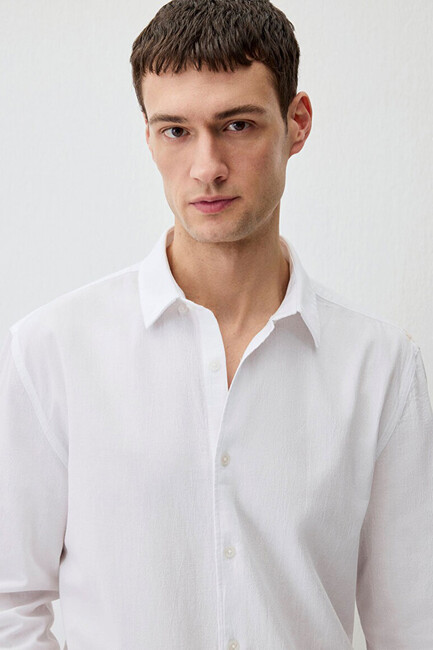 Erkek Uzun Kol Gömlek 0211554-620 Beyaz - Thumbnail
