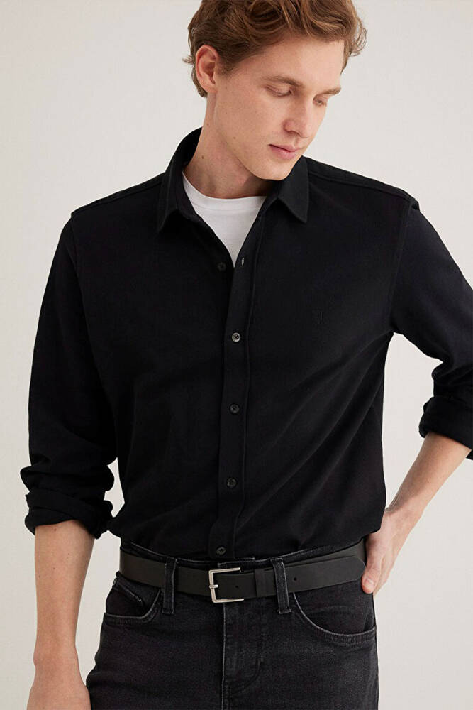 Erkek Uzun Kol Gömlek 0211583-900 Siyah 