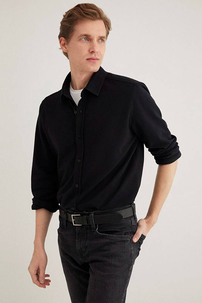 Erkek Uzun Kol Gömlek 0211583-900 Siyah 