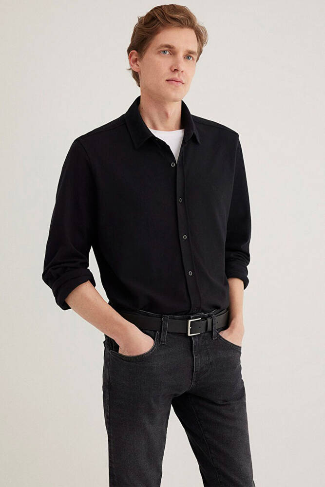 Erkek Uzun Kol Gömlek 0211583-900 Siyah 