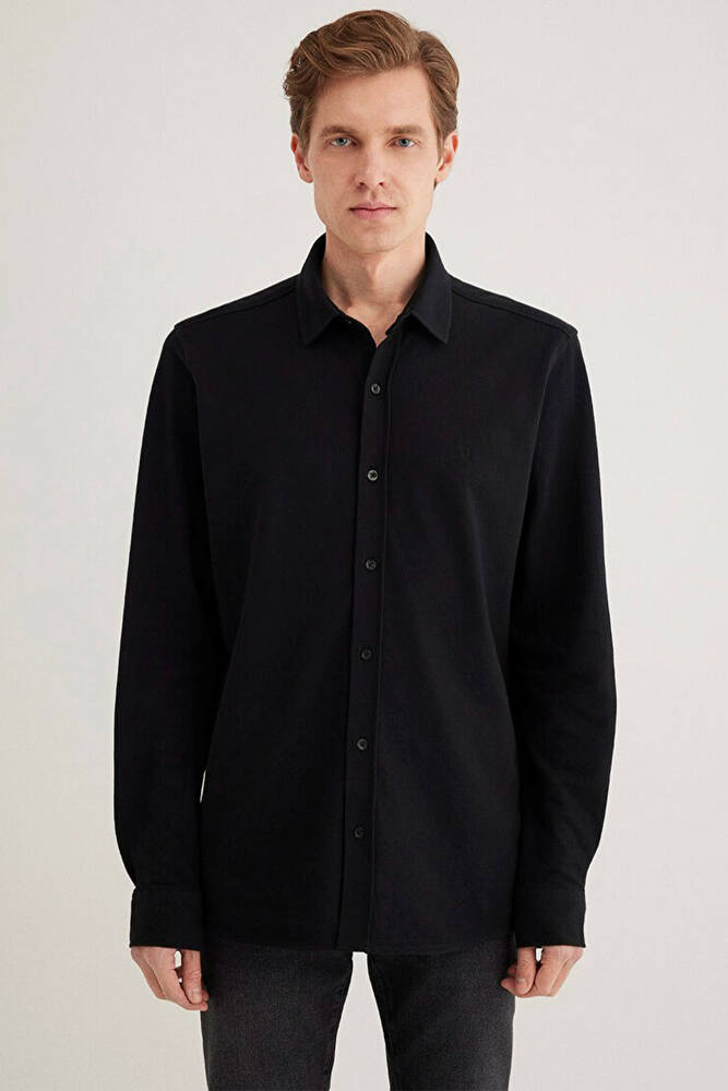 Erkek Uzun Kol Gömlek 0211583-900 Siyah 