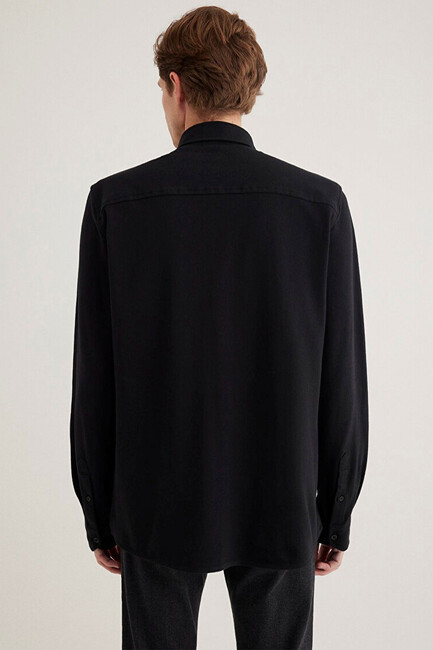 Erkek Uzun Kol Gömlek 0211583-900 Siyah - Thumbnail