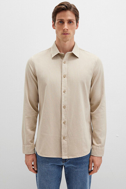 Erkek Uzun Kol Gömlek 0211641-70039 Bej (3)