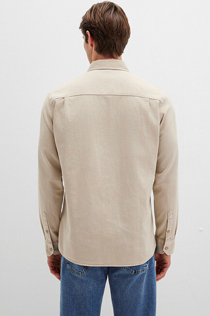Erkek Uzun Kol Gömlek 0211641-70039 Bej - Thumbnail