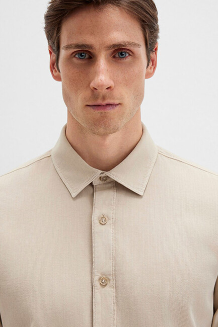 Erkek Uzun Kol Gömlek 0211641-70039 Bej - Thumbnail