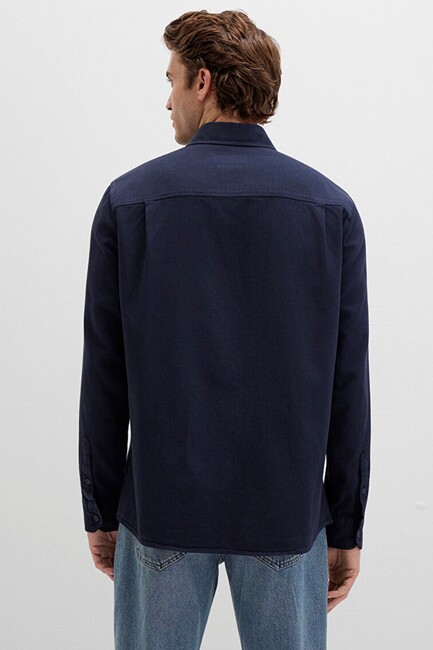 Erkek Uzun Kol Gömlek 0211641-82183 Lacivert - Thumbnail