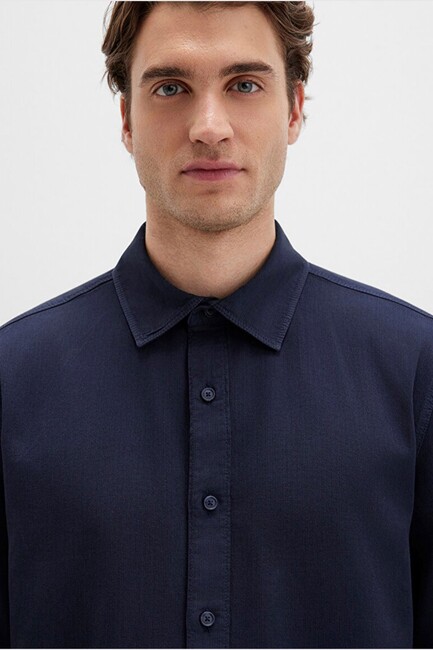 Erkek Uzun Kol Gömlek 0211641-82183 Lacivert - Thumbnail