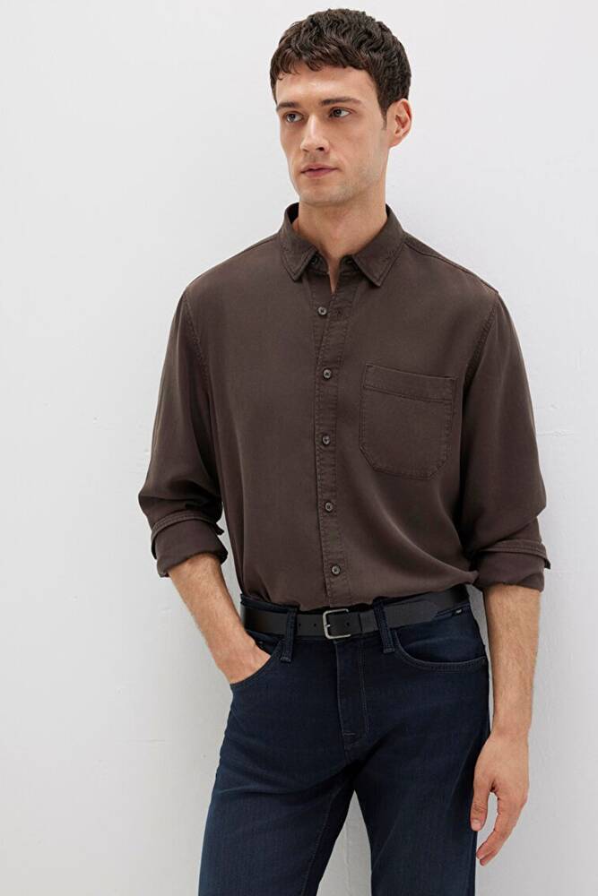 Erkek Uzun Kol Gömlek 0211647-70219 Kahve 