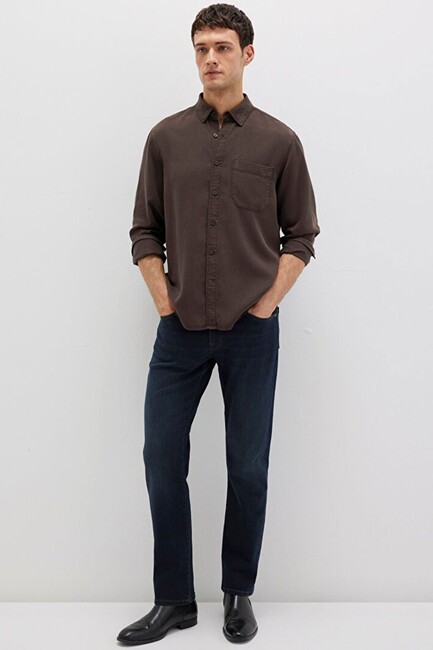 Erkek Uzun Kol Gömlek 0211647-70219 Kahve - Thumbnail