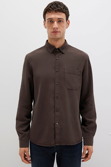 Erkek Uzun Kol Gömlek 0211647-70219 Kahve - Thumbnail