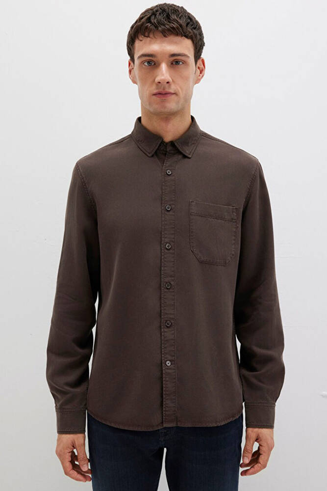 Erkek Uzun Kol Gömlek 0211647-70219 Kahve 
