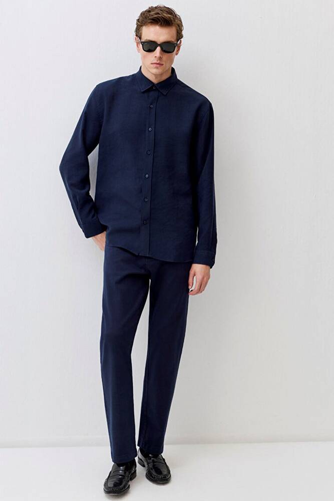 Erkek Uzun Kol Gömlek 0211650-70490 Lacivert 