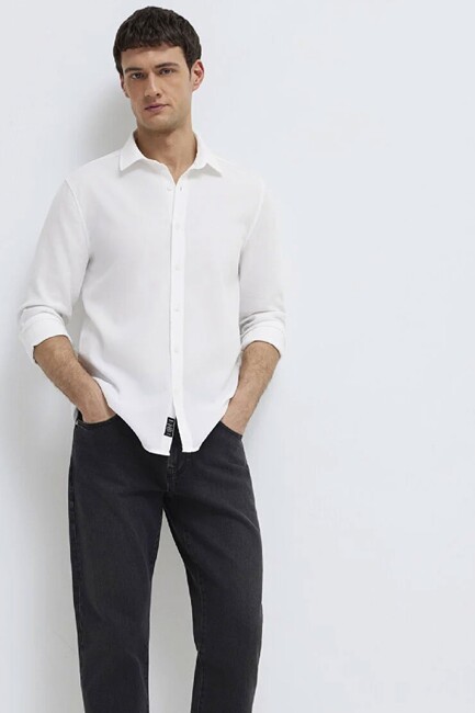 Erkek Uzun Kol Gömlek 0211656-620 Beyaz (1)