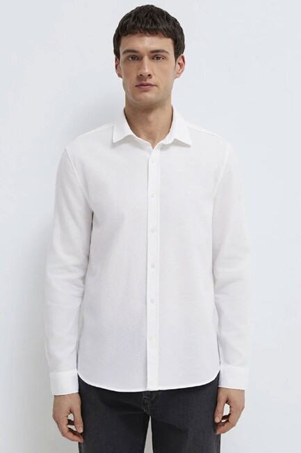 Erkek Uzun Kol Gömlek 0211656-620 Beyaz (3)