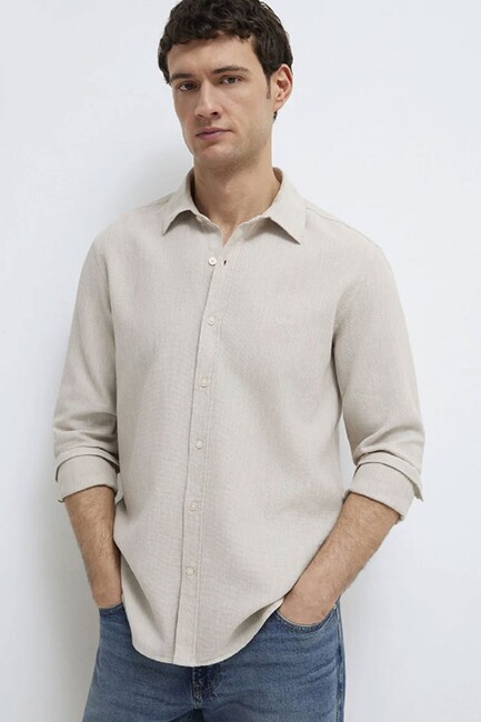 Erkek Uzun Kol Gömlek 0211656-70145 Bej (1)