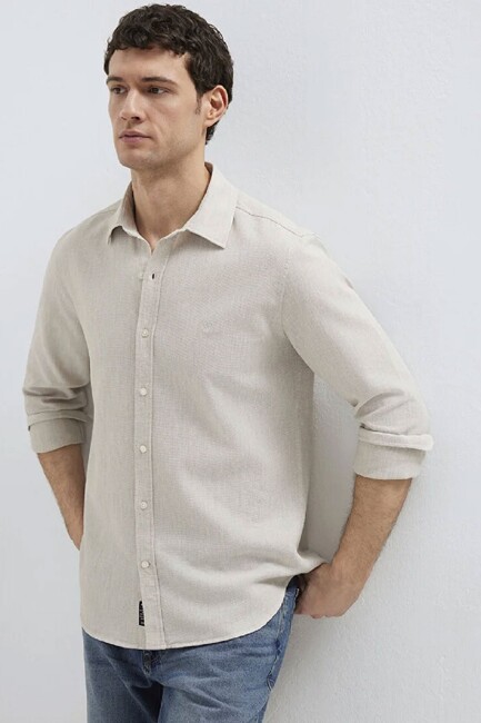 Erkek Uzun Kol Gömlek 0211656-70145 Bej (2)