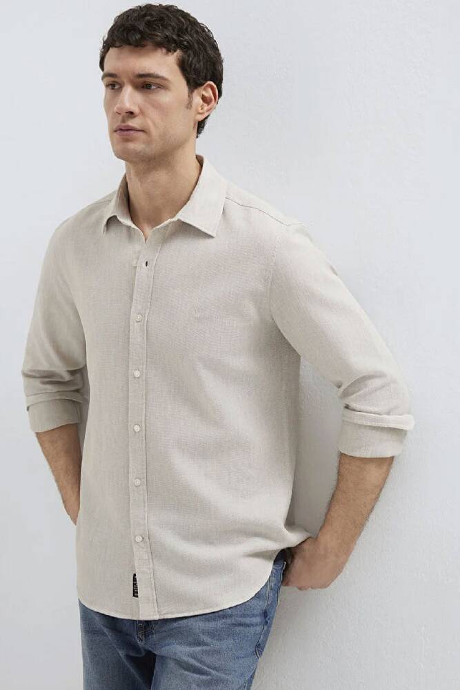 Erkek Uzun Kol Gömlek 0211656-70145 Bej 
