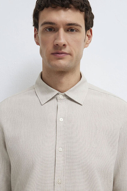 Erkek Uzun Kol Gömlek 0211656-70145 Bej (3)
