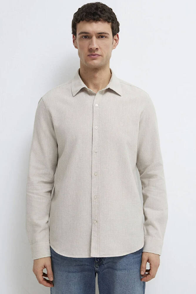 Erkek Uzun Kol Gömlek 0211656-70145 Bej 