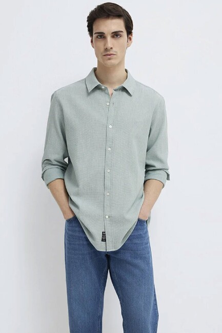 Erkek Uzun Kol Gömlek 0211656-71478 Yeşil (1)